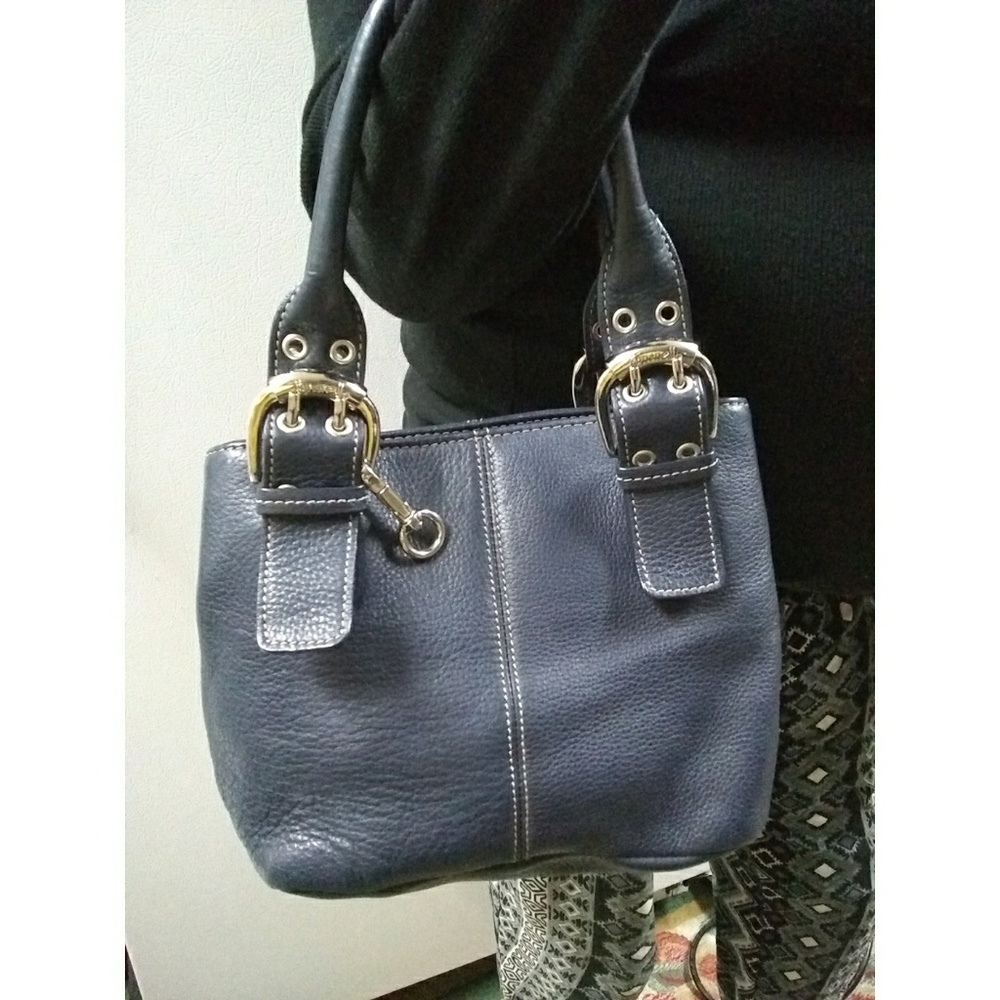 TIGNANELLO NAVY BLUE PEBBLE GRAIN SATCHEL BAG - Picture 6 of 6
